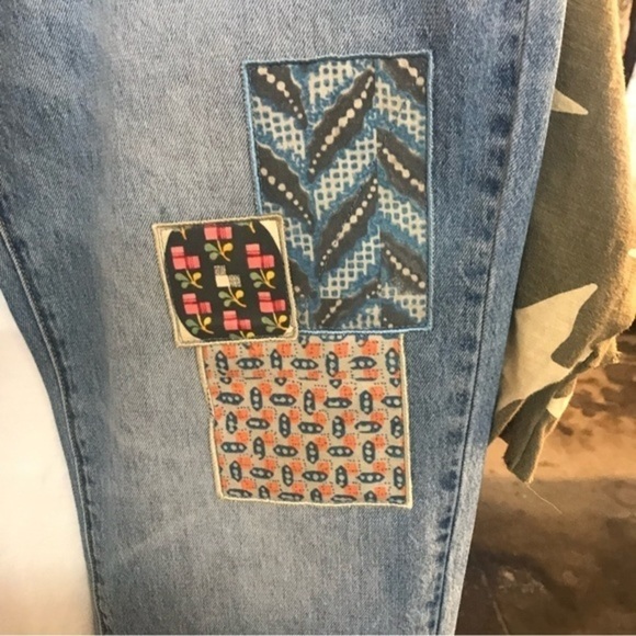 NWT LAZYBONES Patched Balloon Lantern Style Fit Jeans - Picture 6 of 7